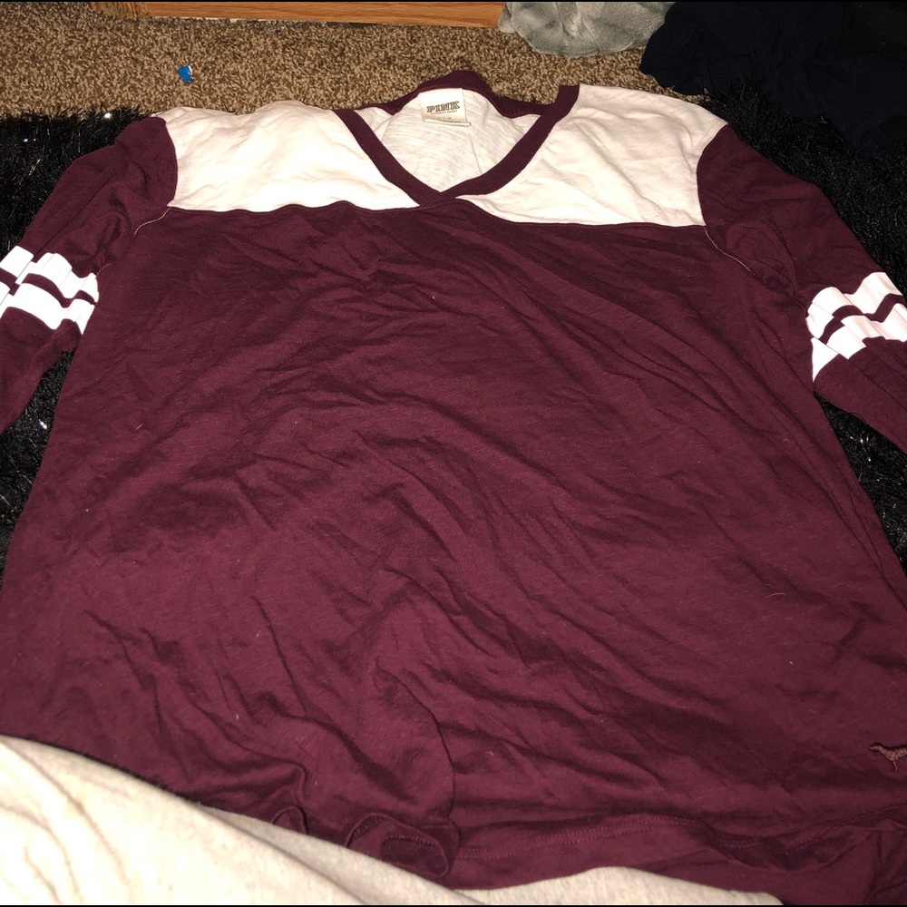 Pink long sleeve V neck